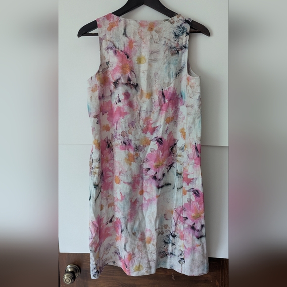 J. Jill 100% Linen XS Watercolor Floral Dress w/ kangaroo Pocket Pullover - Picture 9 of 13